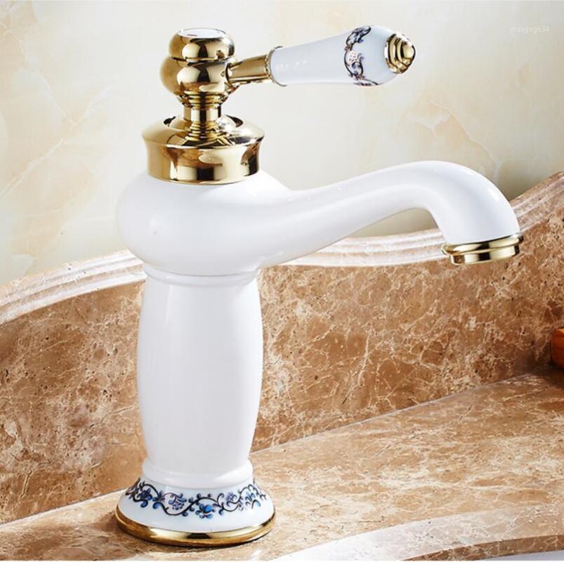 

Vidric Basin Faucet Gold and White Wash basin Faucet Luxury Bathroom Taps Single Handle Vanity Single Hole Mixer Water Tap1
