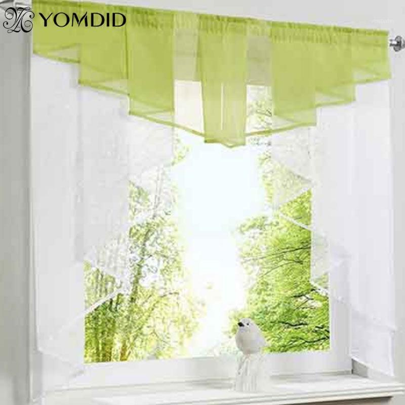 

Tulle Kitchen Curtain For Window Balcony Rome Pleated Design White Green Color Sheer Short Valance Tulle Roman Curtain Short1