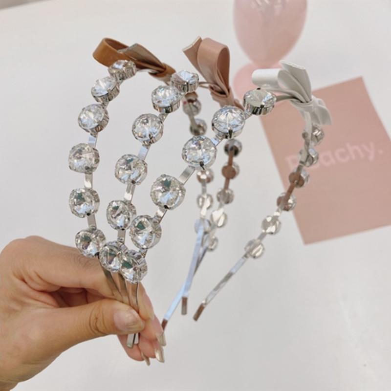 

Fashion hair accessories women crystal bow headbands super flashing thin side headband wild girl face wash hair band headwear