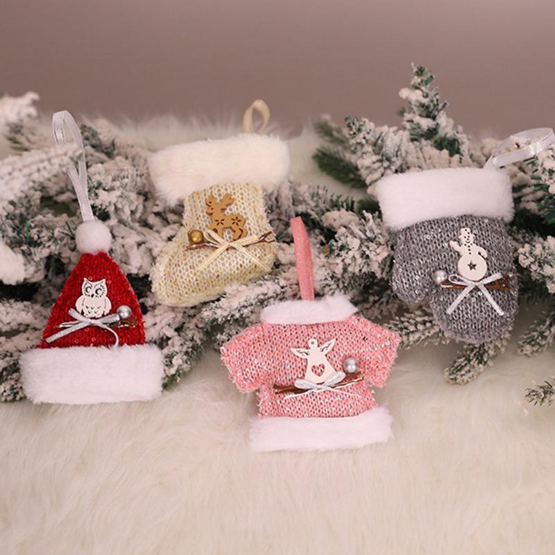 

Christmas Tree Knitted Woolen Cute Hat Glove Socks Small Pendant Decoration Window Hanging Decoration Xmas Christmas Tree Decor
