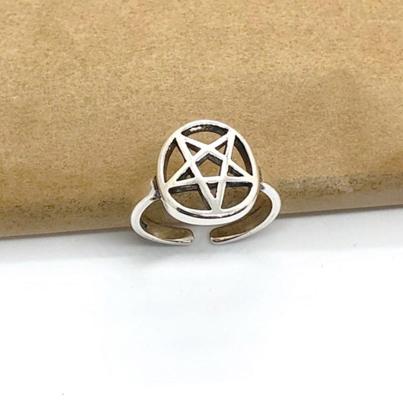 

Retro Vintage Hollow Out Pentagram Ring for Women Girl Fashion Woven Polish Geometric Open Adjustable Ring Statement Jewelry1