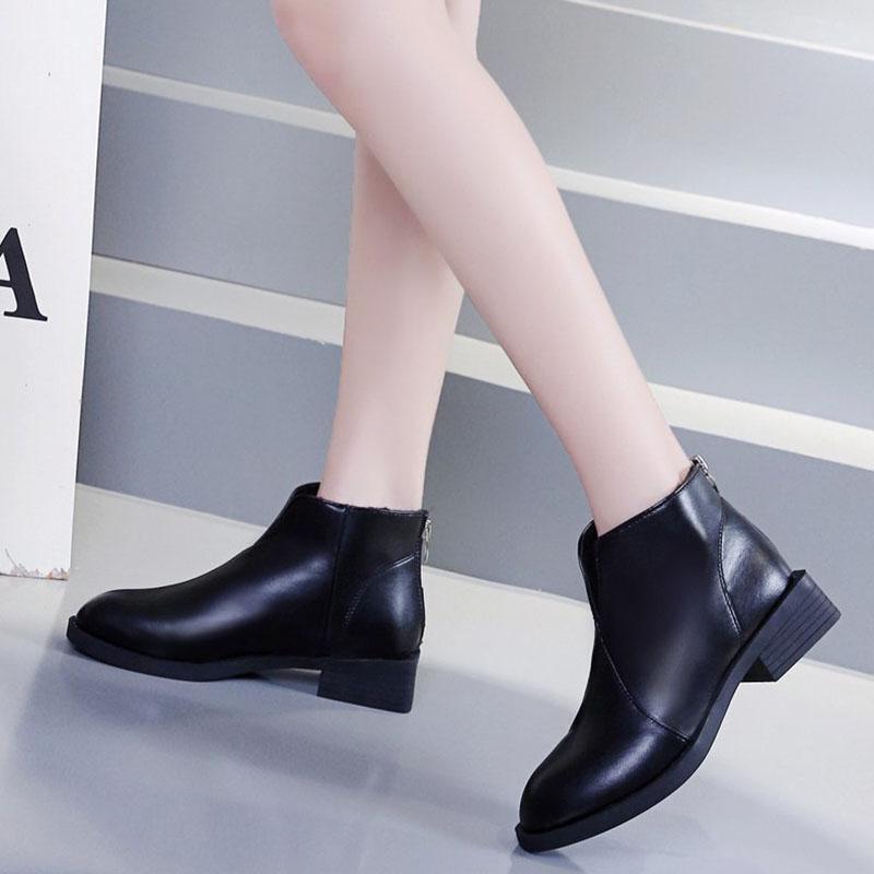 

Black Sqaure Heels Ankle Boots for Women Waterproof Pu Leather Pointed Toe Short Boots Woman Soft Botines Mujer 20201