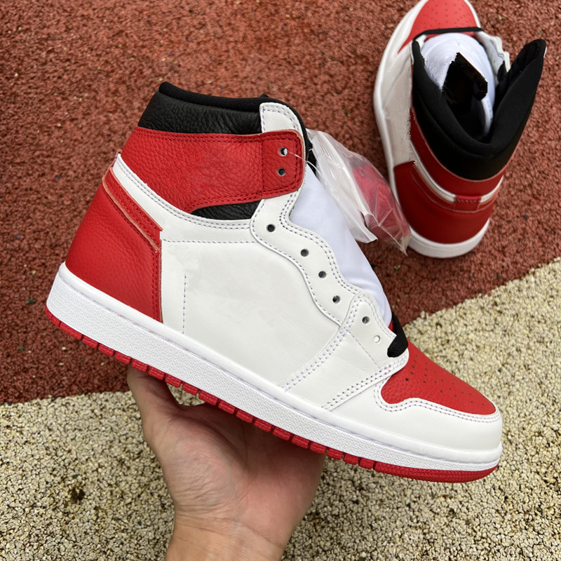 

Top Quality Jumpman 1 High OG Heritage Men Basketball Shoes 1s White University Red-Black Womens Outdoor Sneakers Sports 555088-161 With box us 5.5-12, Color 1