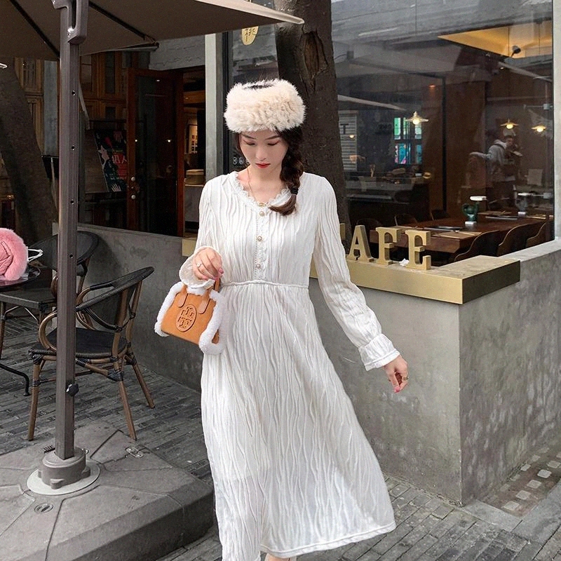 

Fashion new winter base high waist slim mid-length dress JXMYY #VI9R, Black;gray