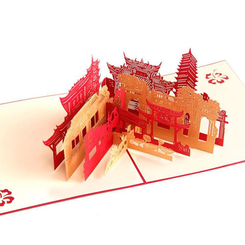 

3D Up Greeting Card Laser Cutting Landmark Building Dies Envelope Hollow Carved Handmade Gifts