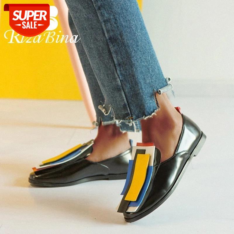 

RIZABINA New Women Flats Shoes Fashion Brand Spring Shoes Women's Casual Low Heels Woman Slip On Date Footwear Size 32-43 #3K9S, Black