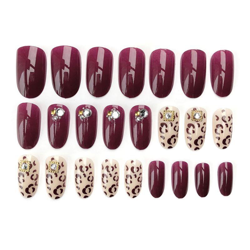 

Fashion 24pcs/set Acrylic Fake Fingernails Trend Leopard Design False Nails Simple Middle-long Size Lady Full Nail Tips Patch