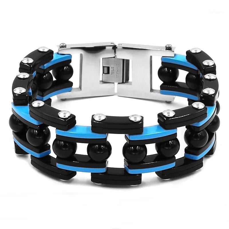 

25mm Black Red Blue Chain Link Biker Bracelet Stainless Steel Jewelry Fashion Heavy Cool Steel Balls Biker Mens Bracelet 332B1