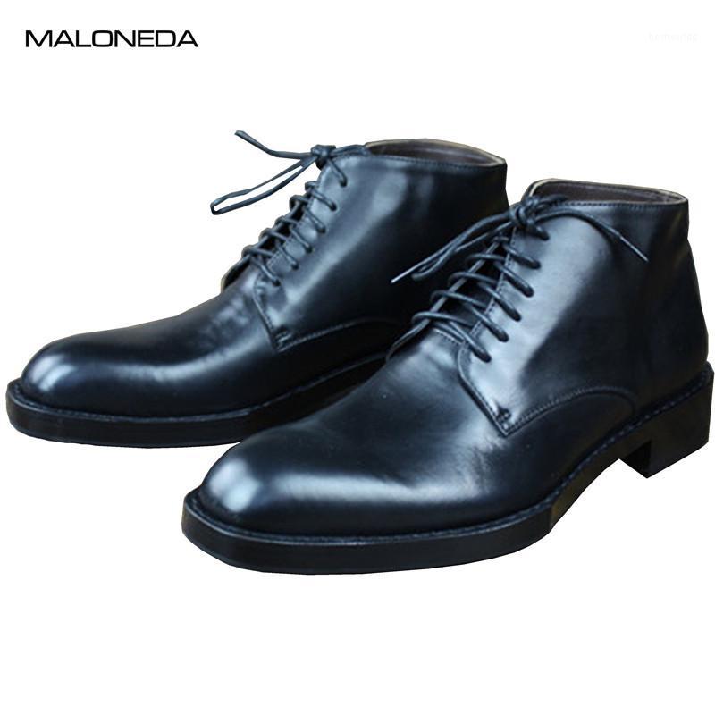 

MALONEDE Bespoke Black Goodyear Handmade Ankle Boots Genuine Cow Leather Sole for Male Formal Dress Footwear1