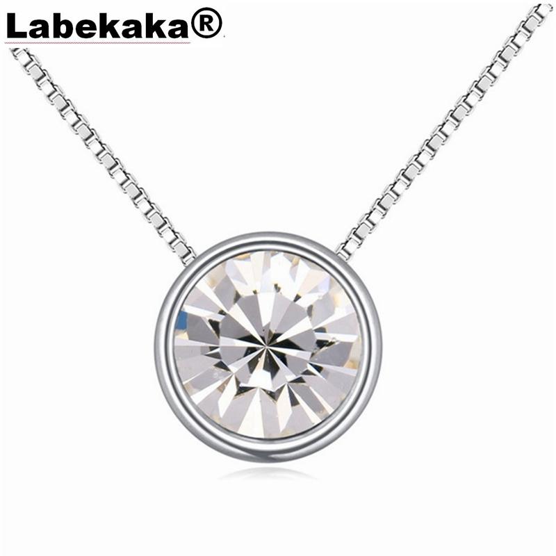 

Labekaka Retro Simple Round Pendant Necklace embellished with Crystal From Women Casual Design Female Jewellery