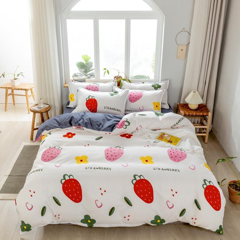 

Refreshing Series Bedding Set Double Single Winter Duvet Cover Set Bedsheet Pillowcaes Bed Clothes Flower Bedset King Size, As picture