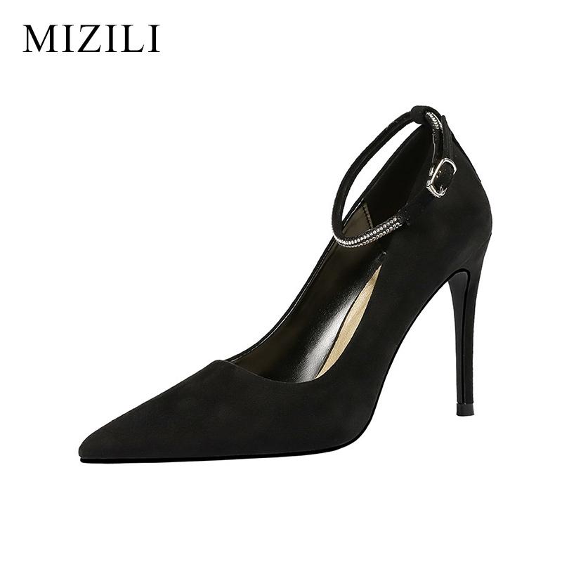 

Women Ankle Strap Sandals Pointed Toe Wedding Party Shoes Thin Heels Casual Office Lady Gladiator Party Dress Suede Stiletto, Beige