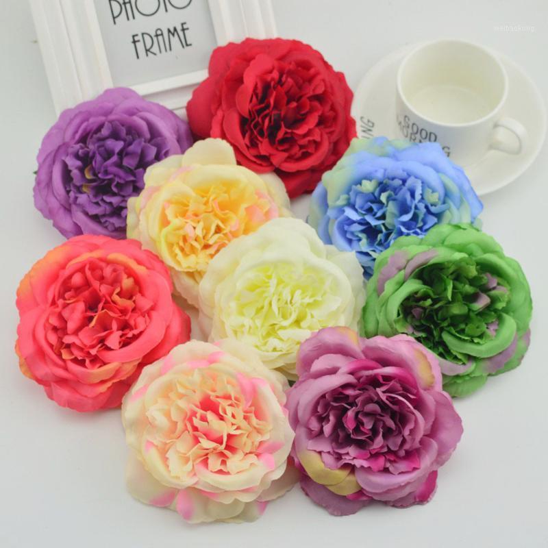 

100pcs artificial rose flowers 11cm christmas decorations for home wedding diy wreath scrapbooking flowers silk Painting peony1, Blue