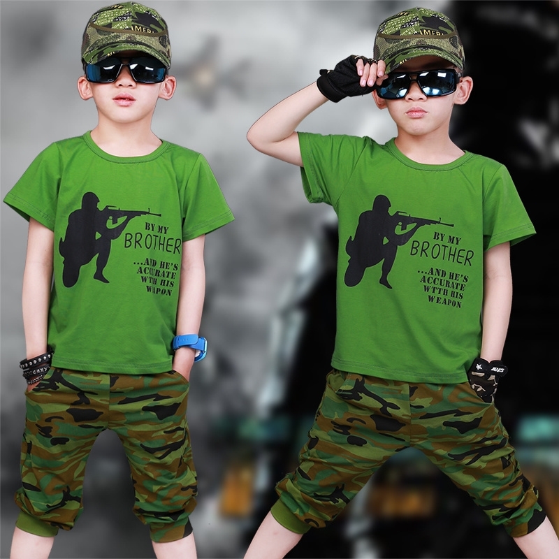 

New Kids Clothing Set Summer Boys Camouflage Clothes 3 4 6 7 8 9 10 12 Years Short Sleeve Cotton Children Clothing Sets For Boy Y200525, White