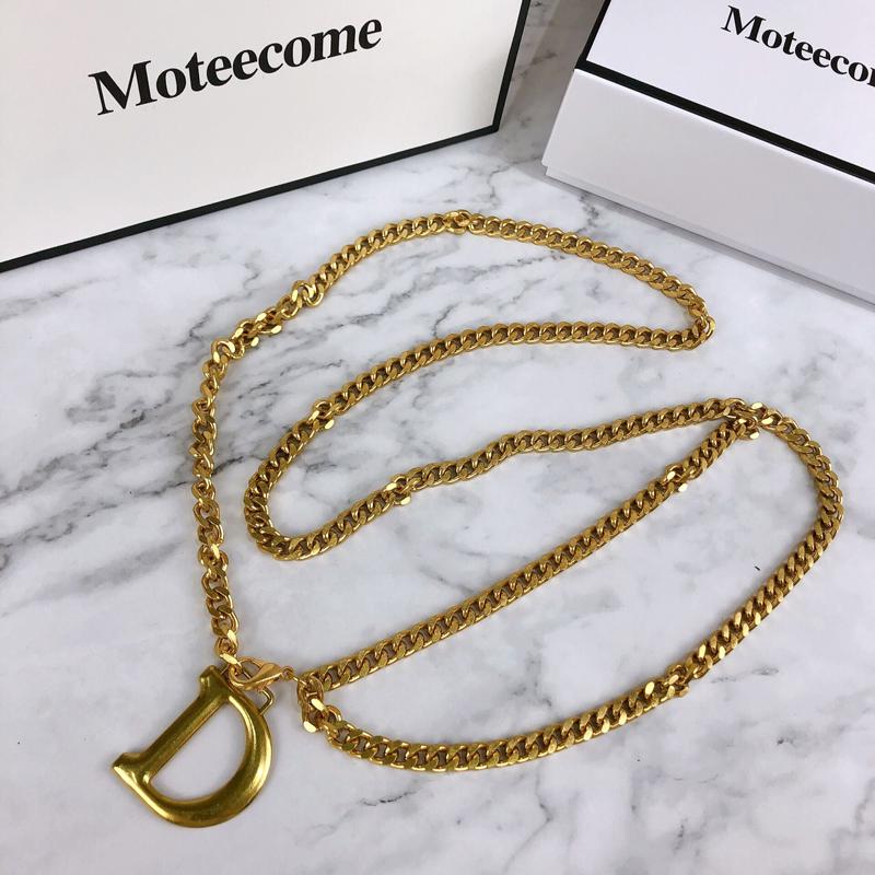 

2020 waist chain belt D letter gold metal belts for women tassel ketting riem ceinture femme dress waistband cintos, Black