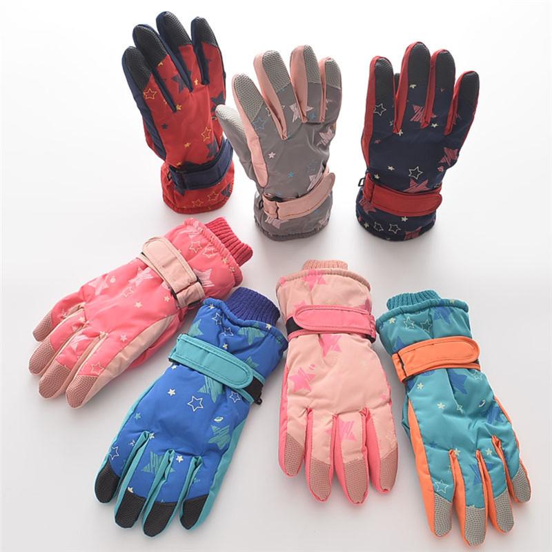 

Winter Warm Snowboarding Ski Gloves Kids Snow Mittens Waterproof Skiing Breathable Air, Red