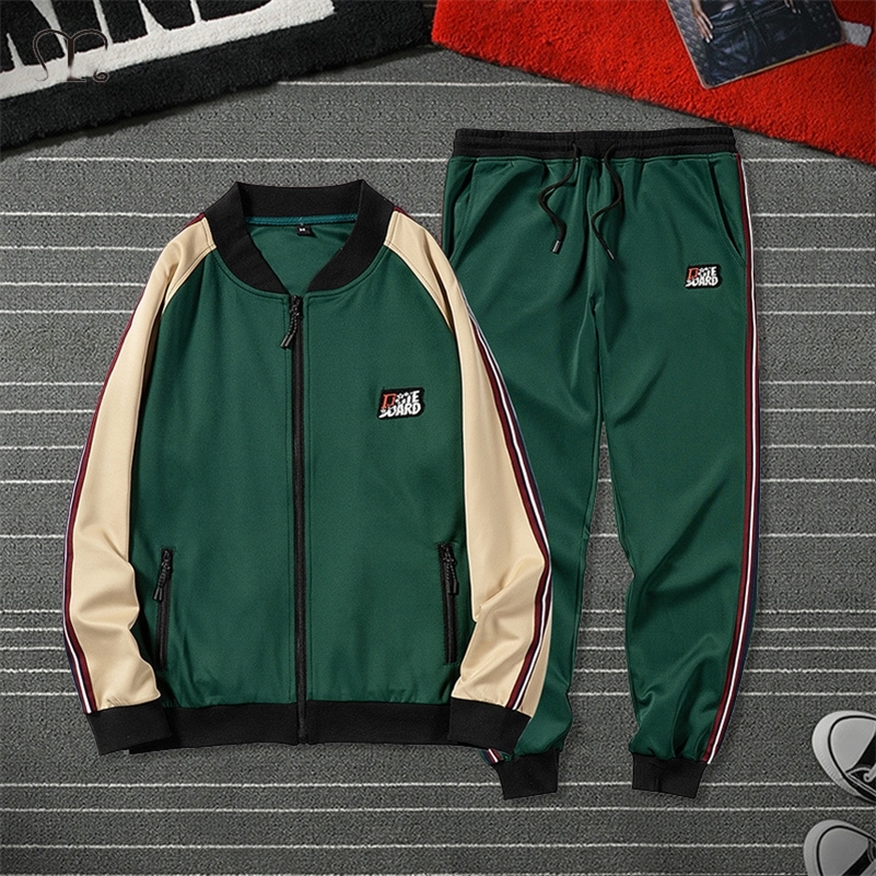 

Fashion Brand Set Men Clothing Autumn Two PCS Tracksuit Long Sleeve Sweatshirt + Pants Sets Beach Mens Casual Jackets Sportswear 201109, Tz64jm black