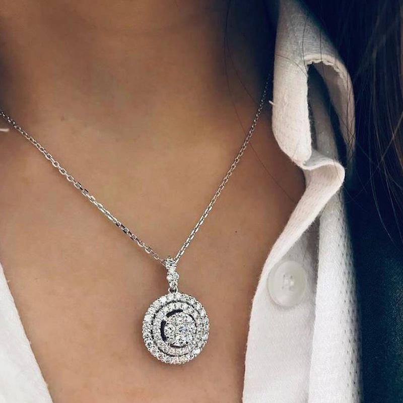 

Pendant Necklaces CAOSHI Gorgeous Round Bling Cubic Zirconia Necklace For Women Elegant Engagement Statement Jewelry Accessories