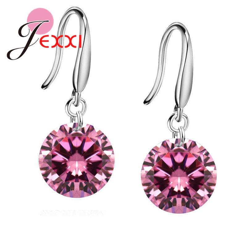 

Big Promotions Genuine 925 Sterling Silver Crystal Shiny Cubic Zirconia Woman Girl Candy Hook Dangle Earrings