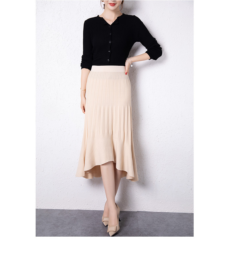 

New 2021 A-line Irregular Hem Knitted High Waist Long Skirt Femme Elegant Faldas Jupe Saia Women Skirts 0ftc, White