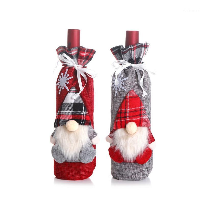 

Christmas Decorations for Home Red Wine Bottle Cover Bag Christmas Stockings Gift Bags Xmas Table Decor New Year Gifts Holders1