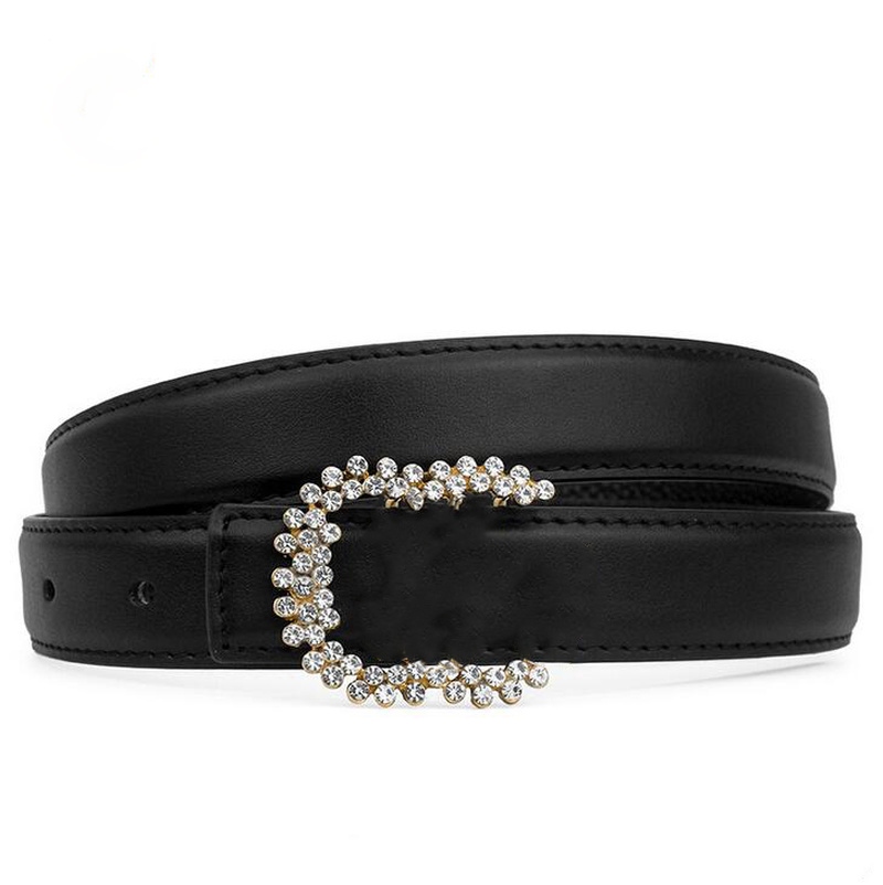 

2021 Designer Highly Quality Belts with Letter Casual Women Fashion Crystal Smooth Needle Buckle Genuine Leather Belt, With box