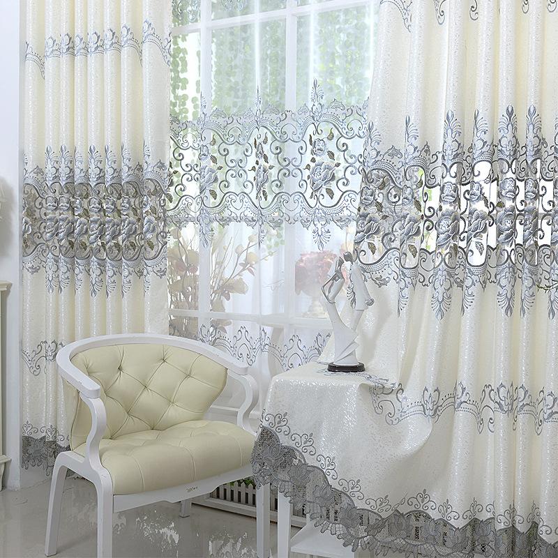 

Grey Embroidered Voile Curtains for Living Room the Bedroom Sheer Curtains Tulle Window Fabric Drapes 147&30