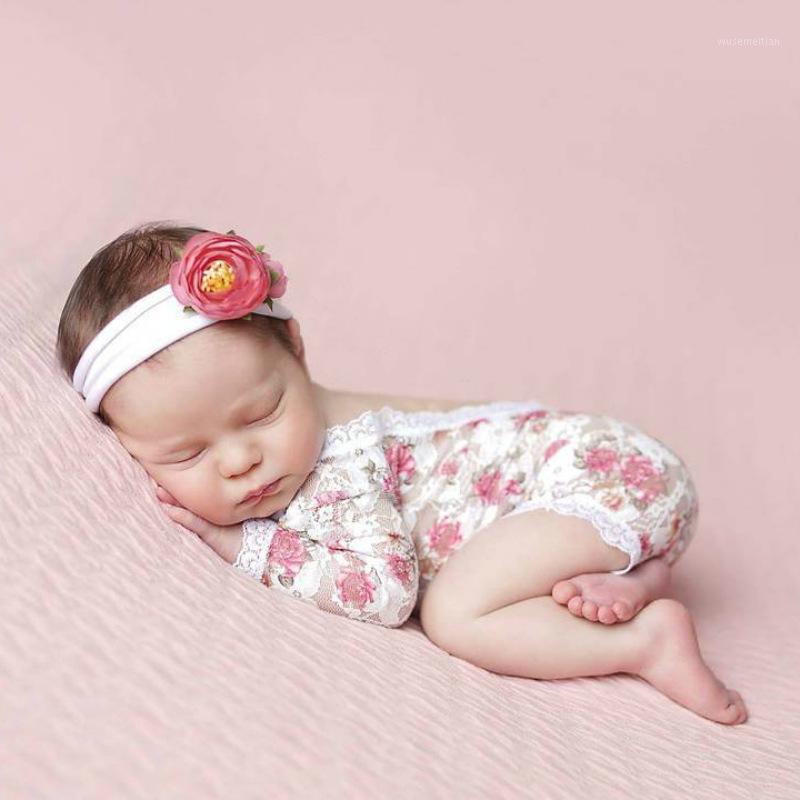 

Newborn photography clothing baby lace clothes photo clothing flower print backless triangle clothes studio photo1, Beige