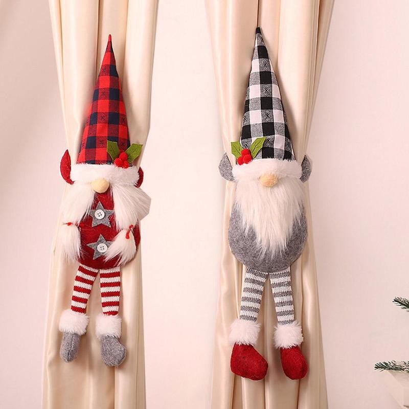 

Christmas Forest Curtain Button Faceless Doll Curtain Tieback Buckle Window Decor Novelty Accessories 53x43x6cm