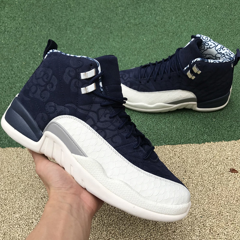 

New 12 12s International Flight Shoes 130690-445 College Navy Men Trainers Athletic Sports Sneakers Size 40-47 with BOX, Shipping