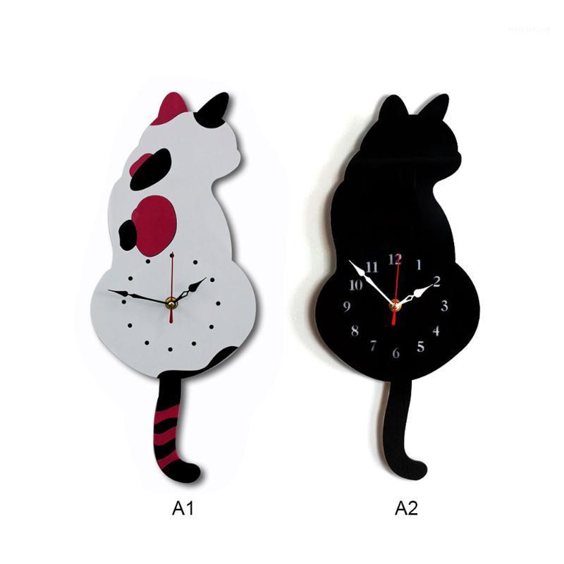 

Cute Cat Quartz clocks Pendulum Clock Swinging Tail Wall Clock home Bedroom mirror Wall Quartz Needle Decor Watch Clocks1