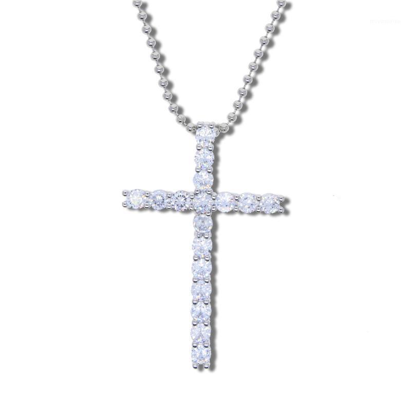 

iced out bling cross choker 5A cubic zironia paved gold silver color bead chain necklace women men hip hop jewelry 2020 new new1