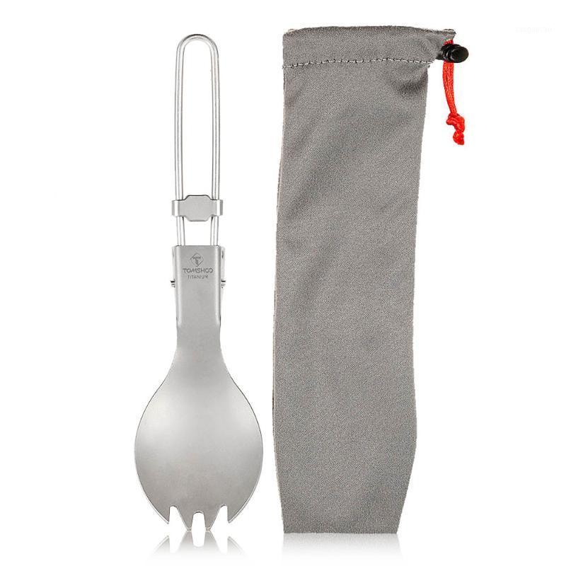 

TOMSHOO Titanium Folding Spork Outdoor Camping Hiking Backpacking Dinner Spork Utensil Tableware Outdoor Tableware1