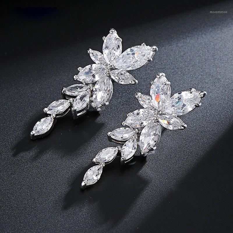 

SLBRIDAL Prong Setting Grade CZ Wedding Drop Earrings Pin Luxury Dangle Cubic Zirconia Bridal Earring Bridesmaids Earring1