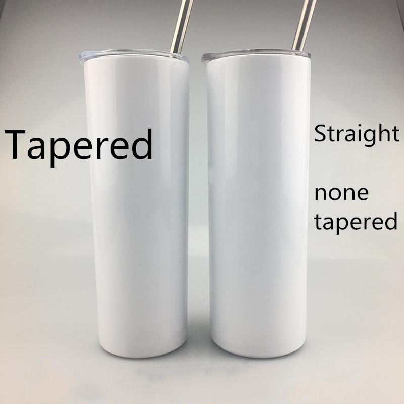 

Factory Direct Sale 20oz Sublimation Skinny Tumblers Blanks Stainless Steel Tapered Straight Tumblers Cups Water Bottles Coffee Mug DIY can, White