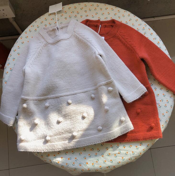 

2021 new girls knitted sweater cotton spring fashion girls pullover sweaters 1-6 years YL9, Beige