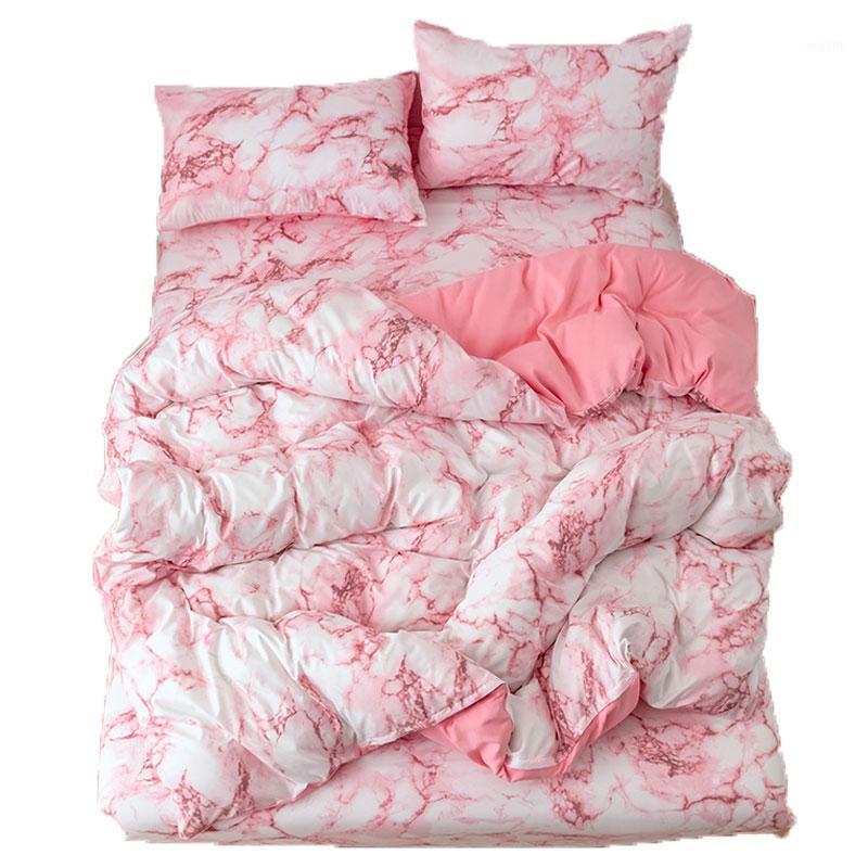 

Pink Marble Bedding Sets Duvet Cover bed sheets and Pillowcases 3 pcs Bed Sheet  Queen King Teenager Print1, White