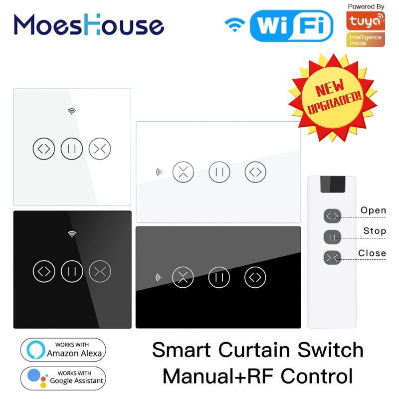 

US EU WiFi RF433 Smart Touch Curtain Roller Blinds Motor Switch Tuya Smart Life App Remote Control Works with Alexa Google Home1