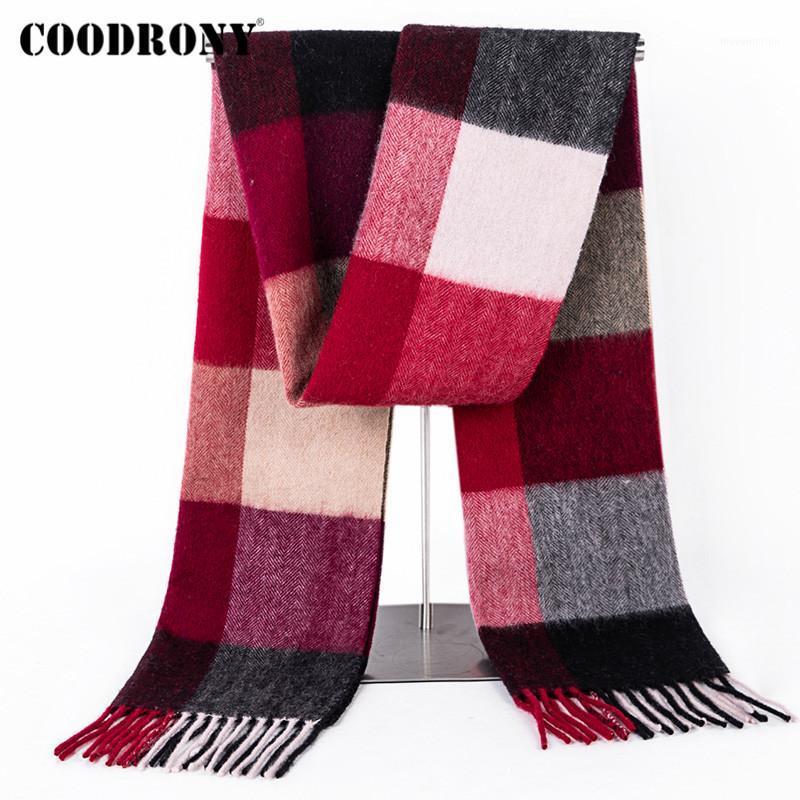 

COODRONY Brand Autumn Winter High Quality Pure Wool Couple Shawl New Elegant Plaid Knitted Soft Warm Scarf Women P10151