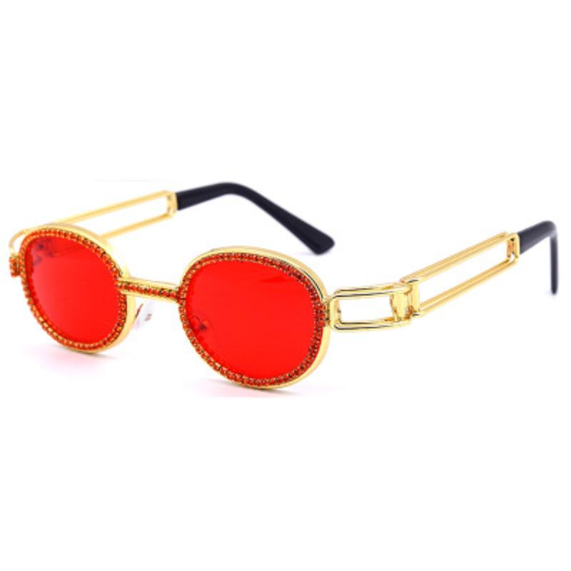

nauq new fashion oval sunglasses women metal glasses frame steampunk personality sun glasses retro shining diamond shade UV400