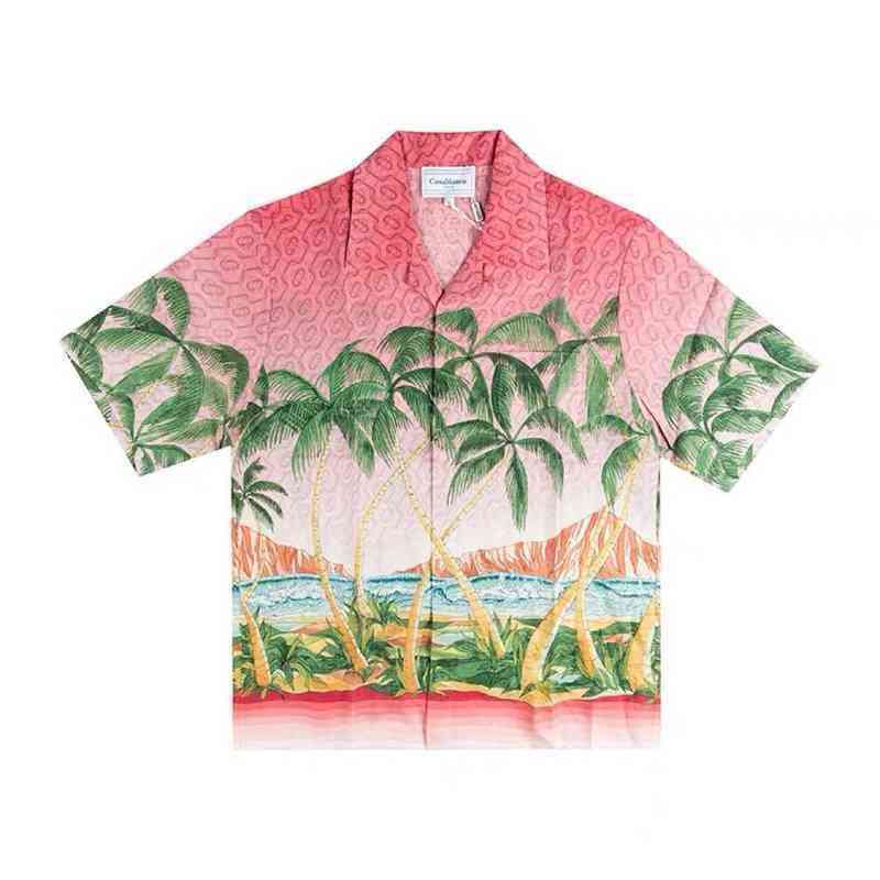 

Casablanca 22ss designer shirts Masao San print mens casual shirt womens loose silk -shirt short sleeves luxury t-shirt high quality tees O5DJ, As shown on figure