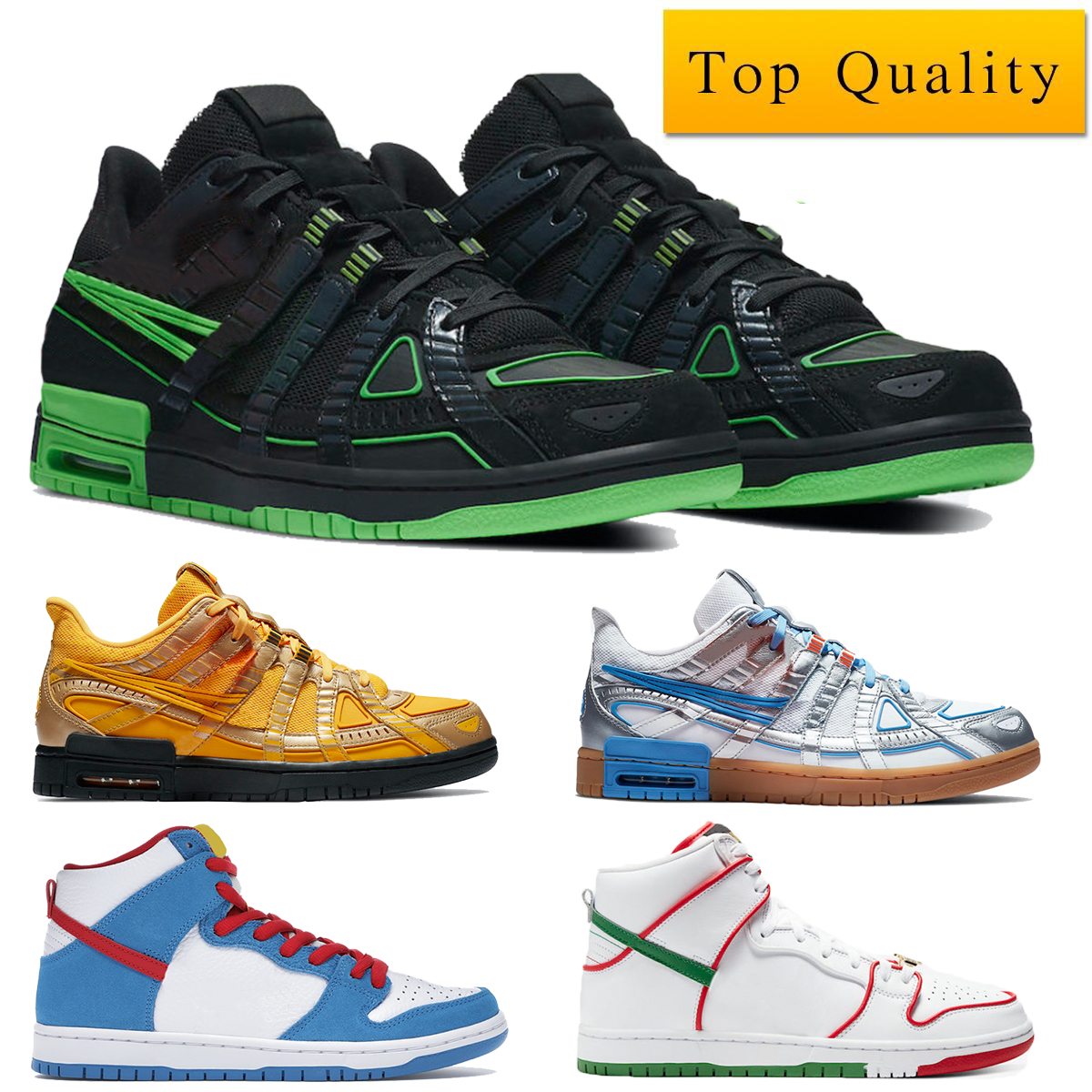 

Rubber Dunk Doraemon University Blue Sneakers mens running shoes Skates Shoe Womens Green Strike Chaussures women Sport Skateboard trainers, Shoe box