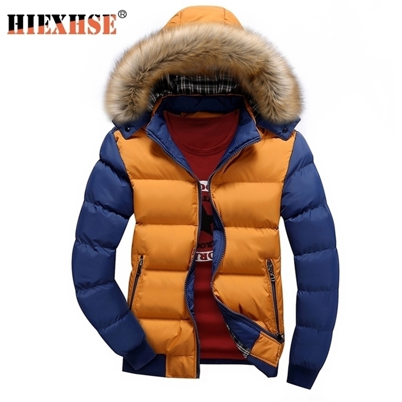

Fur Collar Jacket Coats Parka Waterproof Fashion Hoodied Warm Winter Cotton Coat Thicken Zipper Jackets Men 201210, No.3