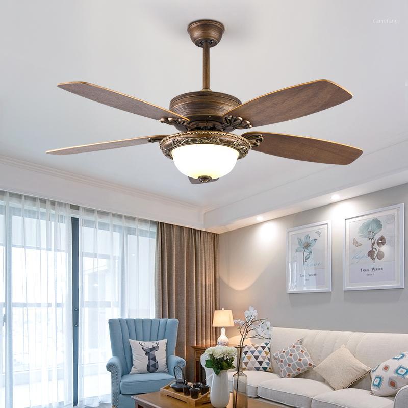 

220V 52Inch 5 Blades Vintage Ceiling Fan With Lights Remote Control Ventilador De Techo Bedroom Ceiling Light Fan Lamp1