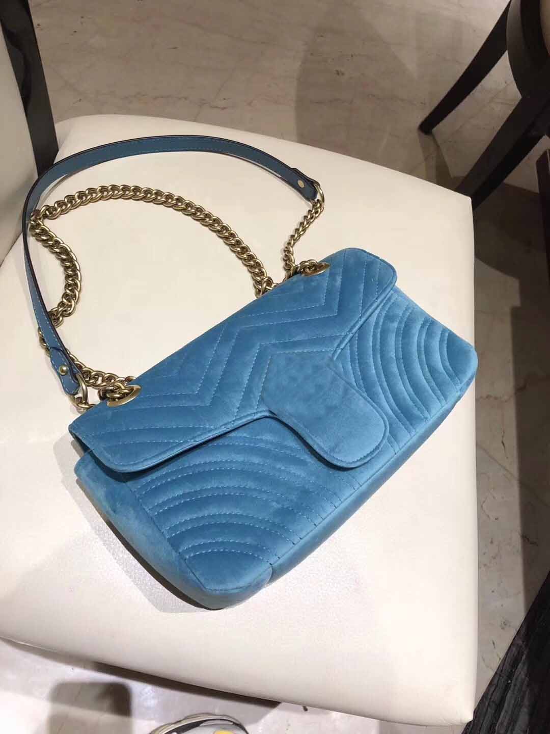 

Designer- Women shoulder bag velvet bag and handbag women bag, Lake blue