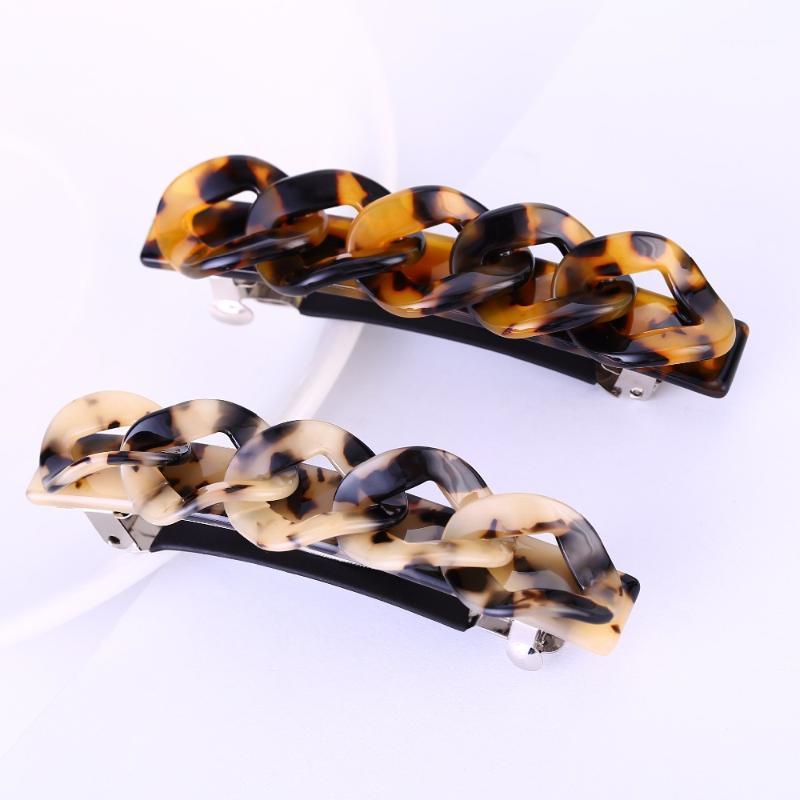 

Hair Clips & Barrettes Selling Five Rings Barrette Leopard Acetate Clip Fashion Chain For Girls, Golden;silver