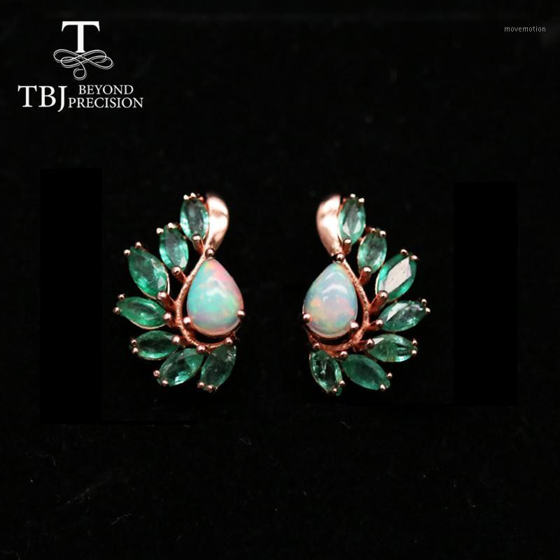 

"Eyes catching "colorful Opal emerald clasp earring natural gemstones fine jewelry for women wife mom 925 sterling silver tbj1
