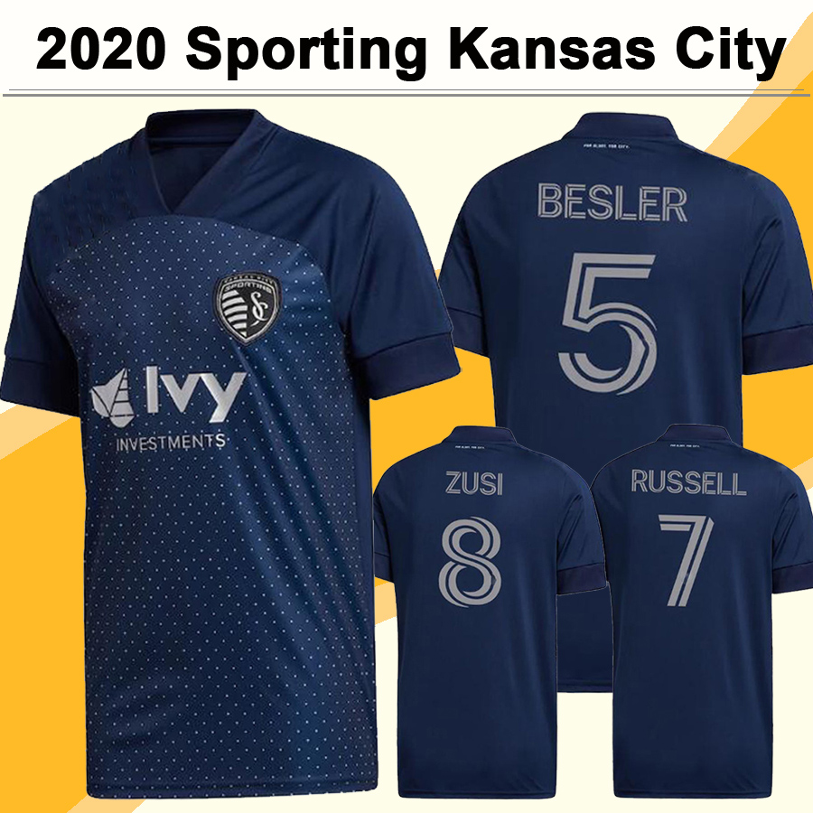 

20 21 Sporting Kansas Mens Soccer Jerseys New RUSSELL PULIDO GERSO Away Blue Football Shirt KINDA BUSIO Short Sleeve Adult Uniforms, 2020 away