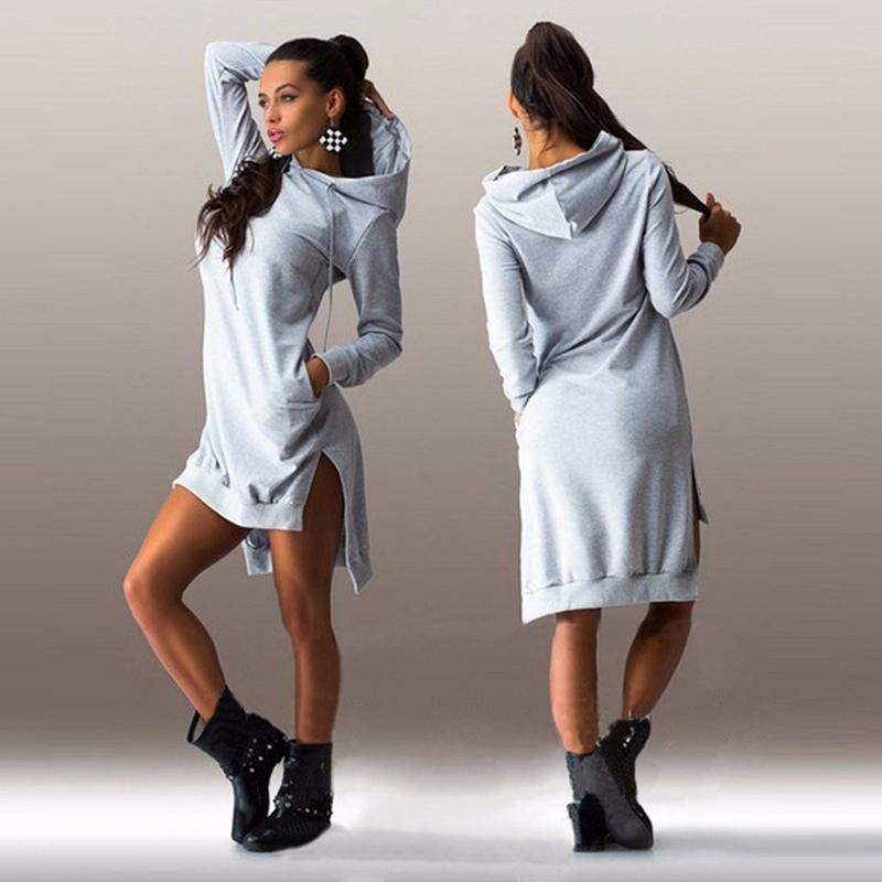 

Winter Dress For Women Clothes Autumn Loose Dress Suitable For Pregnant Women Colthes Fleece Hooded Ladies Dresses Maternity, Sky blue