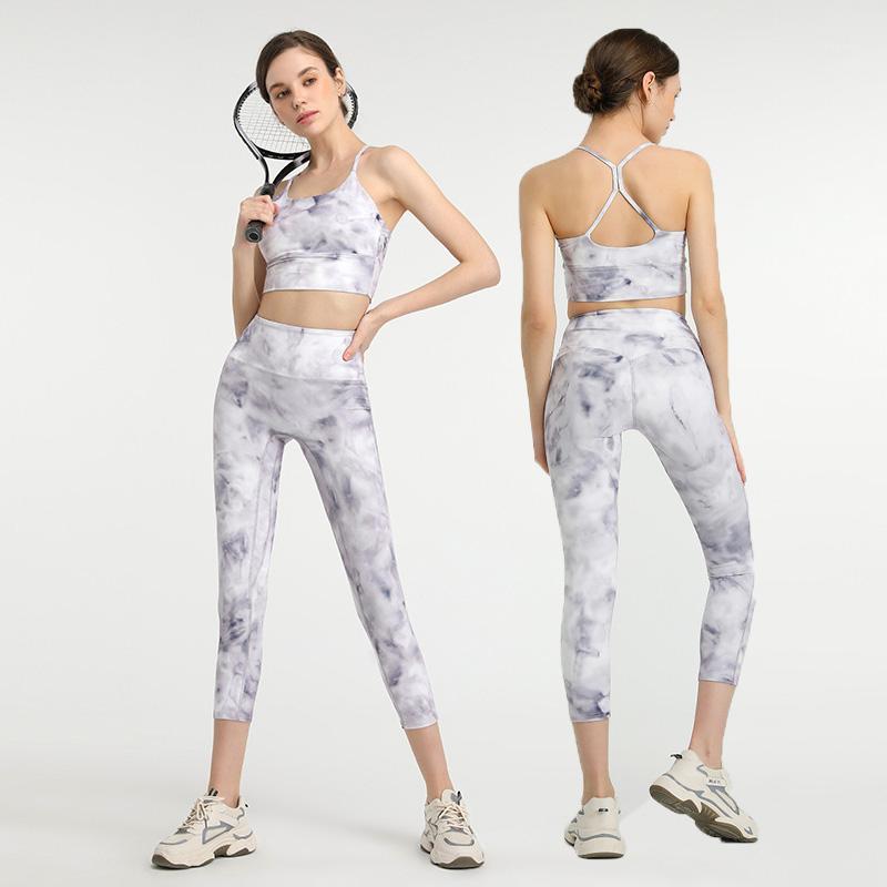 

2 Pieces Gym Set Workout Clothes for Women Sports Bra Leggings Set Sports Wear for Women Gym Clothing Athletic Yoga The New1, Light gray top
